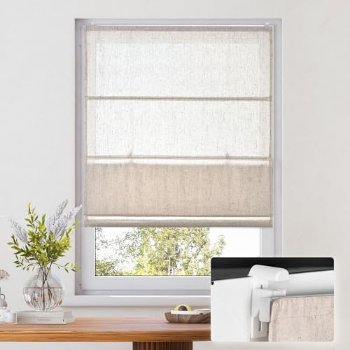 Victoria M. Ivora Raffrollo Rollo Faltrollo, ohne Bohren, stabile Aluminium-Schienen, mit Schnurzug, für Fenster und Türen, 70 x 130 cm, Elfenbein-meliert