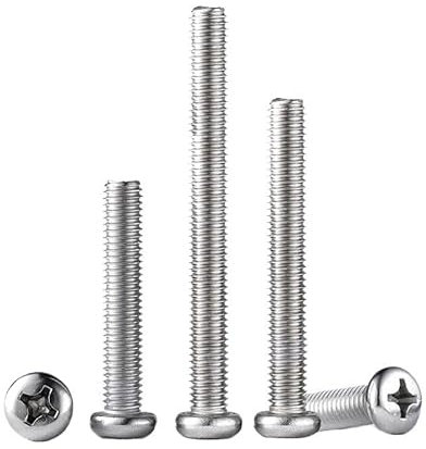 RKODRSMG 50 Stück M1 M1.2 M1.4 M1.6 Länge 3–16 mm Kreuzschlitz Linsenkopfschraube Rundbolzen 304 Edelstahl Maschinenschrauben(4mm,M1.4 (50pcs))