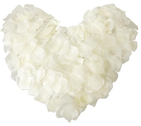 Tucnoeu 1200 Stück Rosenblätter Deko für Hochzeiten Rosenblätter Hochzeit Künstliche Rosenblätter Blütenblätter Hochzeit Geeignet für Antrag, Hochzeit, Valentinstag, Party-Dekoration(Weiß)