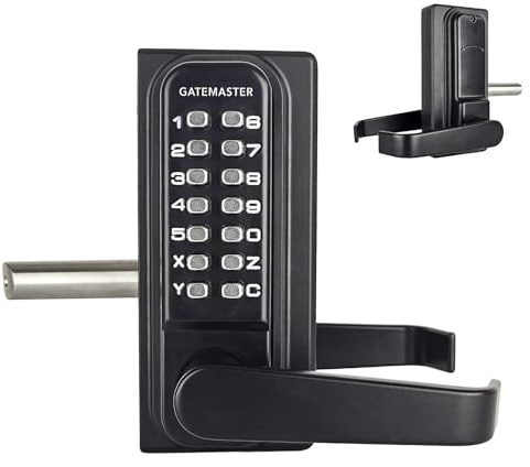 Gatemaster Superlock Digital Gate Lock Single-Sided Keypad with Lever Handle, RapidReset Code Change, Bolt-On (40–60mm Frame, Left Hand), Black Powder Coated