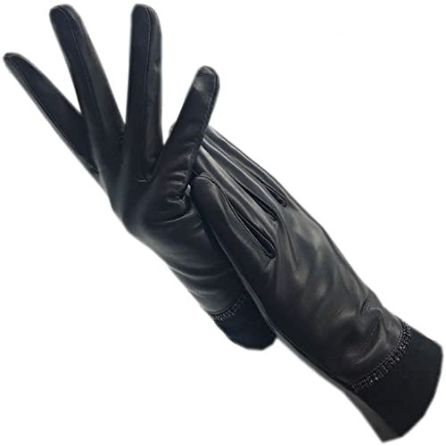 CVNIMV Handschuhe Winter Damen Handschuhe Leder komplett gefüttert Mädchen Geschenk schwarz warme Lederhandschuhe