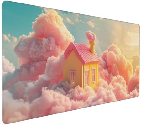 Gaming Mauspad XXL Wolke Mousepad 1000x500x4mm Rosa Verlängertes Mauspad Schreibtischauflage,Genähte Kanten Mauspad,Verbessert Präzision und Geschwindigkeit Wasserdicht Geeignet für Büro und Spiele