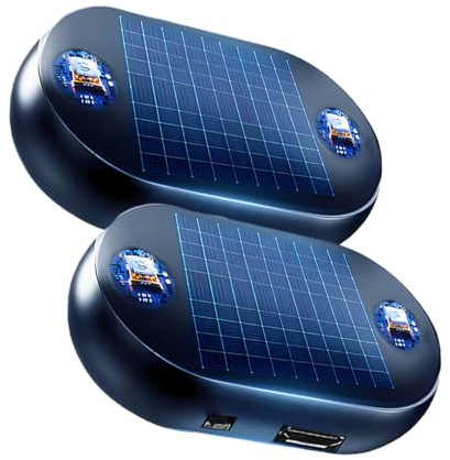 Riloer Car Electromagnetic Antifreeze Snow Removal Device, Portable Kinetic Molecular Heater, Anti-freeze electromagnetic car defroster, Solar/USB rechargeable (2 PCS)