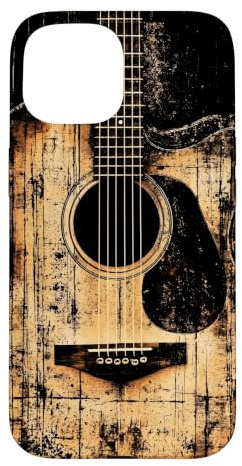 Guitare acoustique vintage vieilli Rock & Roll Coque pour iPhone 15