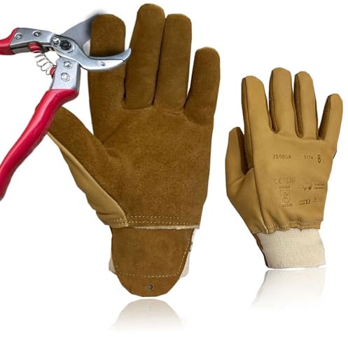Gants ANTI COUPURE en Cuir Français - Doublure KEVLAR pour Protection Épines Ronces - Jardinage Industrie et Bricolage - Manipulation Barbelés ou Pièces Tranchantes - Certifié EPI