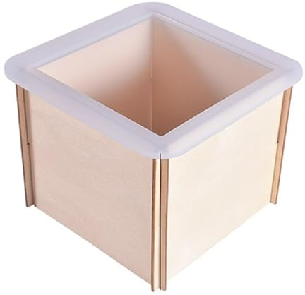 DIYEAH Moule Carré Silicone avec Cadre Bois Fixe 10.5 X 10.5 X 8.5 Cm pour Résine Époxy Démoulage Facile Décoration Maison Conservation Fleurs Spécimens Insectes
