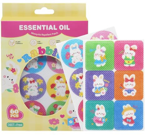 Horuili® Pegatinas Antimosquitos, 60 Pegatinas Repelente de Mosquitos de Dibujos Animados, Parche Repelente, Adecuado para Acampar al Aire Libre para Adultos y Niños