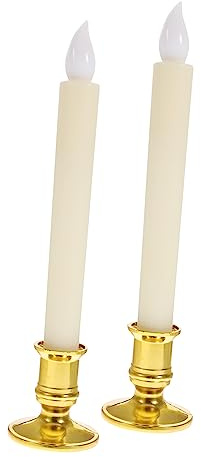 Uonlytech 2pezzi Candela Led Elettronica Luminosa Lunga Stelo Per Feste e Decorazioni Base Dorata Per Matrimoni Compleanni e Eventi Speciali