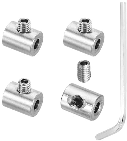 PATIKIL 3mm Hole Wire Rope Clips Set, 4 Pcs 304 Stainless Steel Single Hole Lock Cable Clamps Clip with Hexagon Screws Spanner for Wire Rope Fitting, Silver
