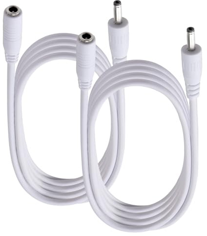 KUOQIY 2 Stücke 1m 22 AWG 3.5x1.35 mm 24V 12V DC Verlängerungskabel, Mann zum Weiblichen DC-Stecker-Verlängerungs Kabel, für LED Lichtstreifen, Kameraüberwachung, Weiß