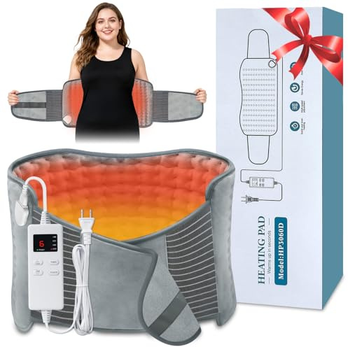 Heating Pad for Back Pain Relief, Extra-Large 12x24+26 Extendable Electric Heating Pad for Period Cramps with Belt, Auto Shut Off, Machine Washable, Portable Moist Heating Pad for Women & Men