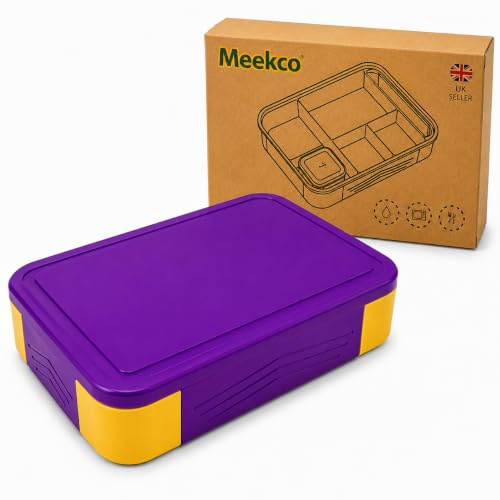 Meekco Adult Bento Lunch Box with Compartments and Cutlery | Large-Capacity, Leakproof and BPA-Free Bento Box with Separate Pot, Heat Resistant, Microwave and Dishwasher Safe