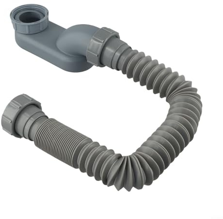 HavenDomicile Tuyau de vidange flexible pour baignoire autoportante Easy Fix - Drains alignés - Drainage efficace - Gris