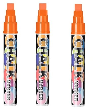 Jumbo Liquid Chalk Pens, 8 Colours Washable Window Chalk Markers with 10mm Thick Tip – Bold Chalkboard Pens for Blackboards, Glass, Car Windows & Menu Boards (Orange)