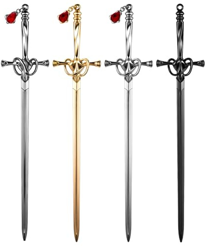 4 stycken hårstavar hårpinnar hårnål kinesiska hårnål hårpil hårchopsticks kinesiska hårsmycken bokmärken svärd bokmärke retro levereras med kristallhänge hårnål för läsälskare