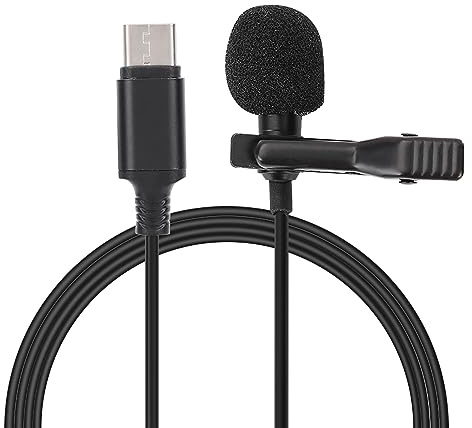 Xiuganpo Microfono con Clamp/Holder di Tipo C Microfono Lavalier Omnidirezionale a Basso Consumo Energetico per S8 Glory, da Bavero Leggero per Telefoni