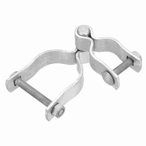 sourcing map Chain Link Fence Gate Post Hinge, 1-3/8 2-3/8 Galvanized Steel Chain Link Fence Post Hinges Heavy Duty Gate Frame Hinge with Bolts and Nuts for Outside Round Pipe