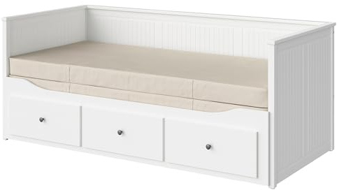 ProTuning HEMNES Tagesbett mit 3 Schubladen/2 Matratzen, weiß/Vannareid extra fest, 80x200 cm