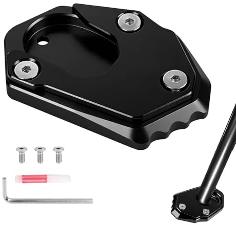EXLECO Motorrad Seitenständer Verbreiterung, Eloxieren CNC-Alu, Schwarz | Motorrad Ständerplatte kompatibel mit Kawasaki Z650 Z900 Z900 RS/SE Z1000(SX) Z800 ER-6N/6F ZX-6R Ninja 300 650 1000 1000SX