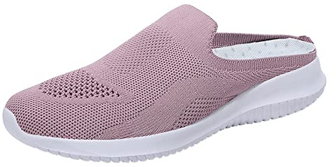Generiska sneakers dam nät, fritidsskor dam sportiga sneakers andas slip-skor bekväma damskor mode barfotaskor lätta joggingskor nät träningsskor platta promenadskor, ROSA, 41 EU