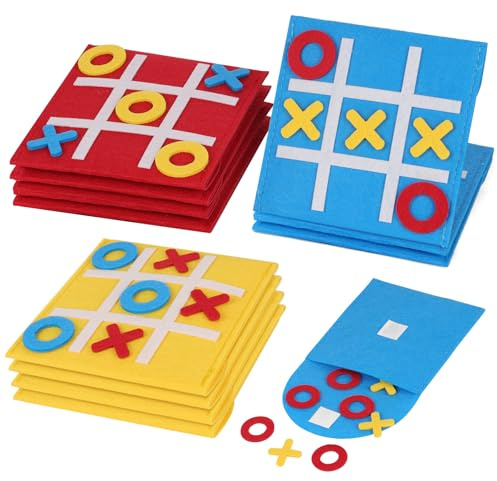 Ainiv 12 Stück Tic Tac Toe Spiel, Filz Tic Tac Toe Mini | Filz Mini Brettspiel Spielzeug, Mitgebsel Geburtstag Gastgeschenke Party, Tombola Preise für Geburtstag, Zuhauser, Party