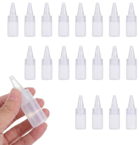 Set di 20 Bottiglie Spremibili in Plastica da 10 ml - Flaconi Vuoti con Beccuccio e Tappo per Condimenti, Salse, Olio e Liquidi - Dispenser Trasparente, con scala graduata per misurazione accurata