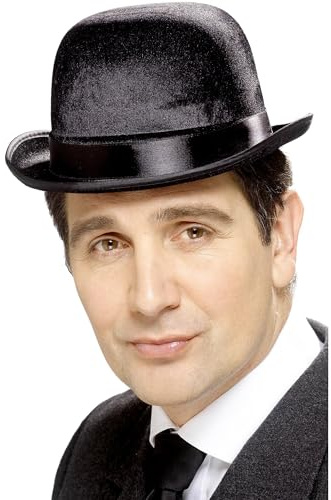 Smiffys Chapeau melon indestructible style vieille Angleterre, noir, finition satin Halloween