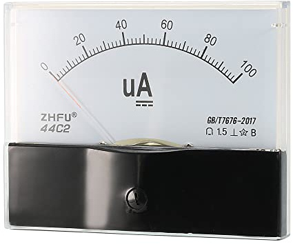 sourcing map Analogico Corrente Pannello Metro CC 0-100uA 44C2 Amperometro 97x61x79mm per Automobilistico Circuito Test Carica Batteria Ampere Tester Indicatore Confezione 1
