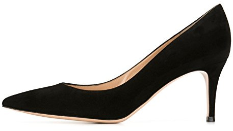 EDEFS - Escarpins Femme - Kitten-Heel Chaussures - Bout Pointu Fermé - Classique Bureau Soiree Shoes - Black - Taille 35