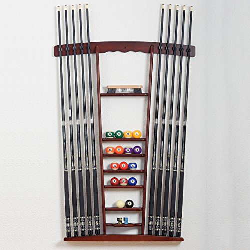 Billiard-Royal Billard Queue Wandhalterung „321“ für bis zu 10 Billardqueues in Dunkler Kirsche passend zu unserem Billardtischmodell: Portos