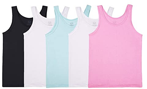 Fruit of the Loom girls Undershirts (Camis & Tanks) Underwear, Tank - 5 Pack Assorted, Medium US