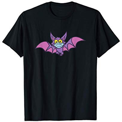 Fledermaus mit Atemschutz Maske Vampir Halloween Kostüm T-Shirt