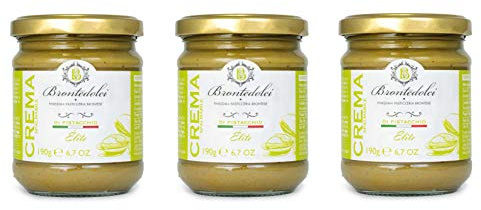 3X Brontedolci Crema Spalmabile di Pistacchio Elite Spreadable Pistacho Crema 190g en Vidrio de Sicilia con 40.5% Pistacho