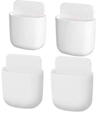 MINGCHENCN Senmil - Organizador de 4 piezas para mando a distancia, soporte de pared, organizador de medios de pared, mando a distancia de TV, para cargador de teléfono móvil (blanco 1)