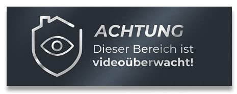 Metzler Edelstahl Hinweisschild in Anthrazit - Türschild ACHTUNG Dieser Bereich ist videoüberwacht - Pulverbeschichtet RAL7016 matt - Selbstklebend - Größe: 8,5 x 3 cm