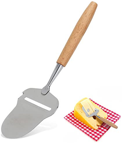 Cheese Slicer,Cheese Butter Slicer Scraper Server,Manual Cheese Slicer Grater Peeler Plane with Wooden Handle Stainless Steel Sharp Blade Cheese Plane for Cheeses, Citrus and Hard Vegetables