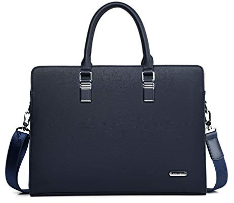 FSD.WG affärsväska för män, vattentät läderportfölj, axelväska laptop businessväska för affärer, skola, resor, avtagbar, blå, XL, Klassisk, klassisk