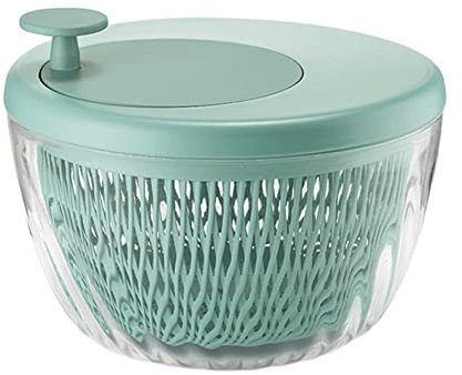 4L Salad Dehydrator, Multifunctional Manual Good Grip, Cooking Kitchen Gadget, Dry Draining Lettuce Vegetable Salad Spinner,Green