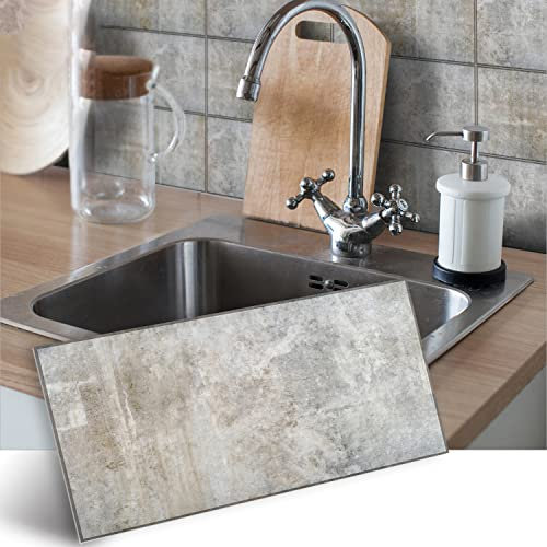 Alwayspon Autocollants en vinyle pour sol et mur, autocollants antidérapants pour carreaux avec dos adhésif pour cuisine et salle de bain, autocollants en PVC à coller et à décoller, imitation ciment