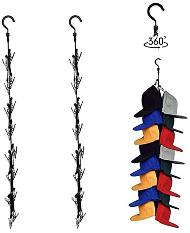 BetterJonny 2Pcs Cap Rack, Baseball Kappen Halter Verstellbar Tür Kappen mit 32 Clips Gestell Caps Halter Baseball Caps Organizer Schrank Hängend Kappe Organizer Hängend Kappe Halte für Zuhause