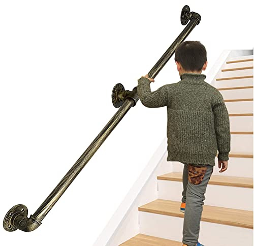 IBOWZ Pasamanos De Escalera para Interior Exterior Pasamanos de Bronce Vintage para escaleras de Interior,pasamanos de Metal para Exteriores,barandilla de 1,2,3,4,5,6 Metros,barandilla de
