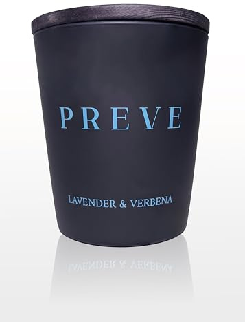 PREVE Candle Duftkerze im Glas | Lavender & Verbena | Brenndauer 40 Stunden - 180g | Wellness für zuhause | Handgemacht & Vegan | Geschenk Geschenkset |