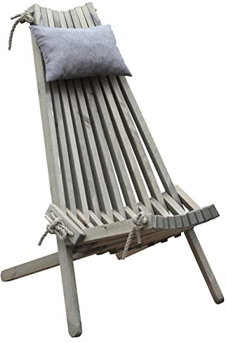 Design Garten Sessel Relaxsessel FALUN Kiefer grau Lounge Holz Garten Outdoor