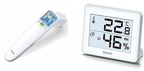 Beurer FT 100, kontaktloses Fieberthermometer mit Infrarot-Messtechnik & HM 16 Thermo-Hygrometer, Raumklimakontrolle mittels Temperaturanzeige und Luftfeuchtigkeit