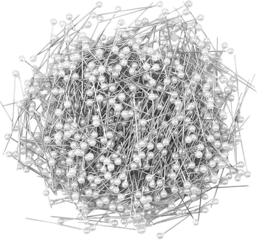 800 Stück Kopf Nadeln Glaskopfnadeln - Edelstahl Stecknadeln für Nähen, Säumen, Basteln, Schmuck, Dekoration - Vielseitige Handwerksutensilien in Weiß