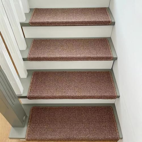 Teppich Antirutschunterlage für Kinder ältere und Hunde, Treppenteppich Anti Rutsch Pads 7/14/15 Stück, Stufenmatten Simulierter Sisal Treppenmatten, Antirutsch Treppenstufen Matten Innen Waschbarer (