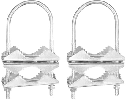ANCLLO 2pcs U Bolts Anti-Rust Finished V Jaw Block Double Antenna Mast to Mast Clamp Suit for TV CB Ham Antenna Pipe Mount Bracket