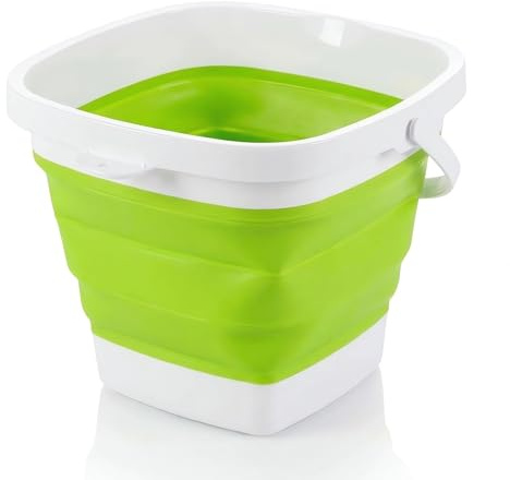 König Design Faltbarer Eimer - Platzsparend & Robust - BPA-frei, Ergonomischer Griff - Haushalt, Outdoor (Grün, 3 Liter)