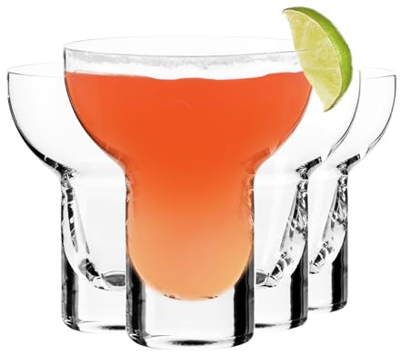 Krosno SHAKE Coctail Glasses, Set of 4, 7.8 Fl Oz, Mermaid Tail, Dishwasher Safe