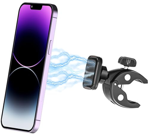 LYFPOOM Magnetische Handyhalterung Fahrrad, Handyhalter Motorrad - 2024 Upgraded Lenker Magnetische Halter mit 6 Starke Magnet 2 Metallplatte für iPhone Samsung Sony Smartphone
